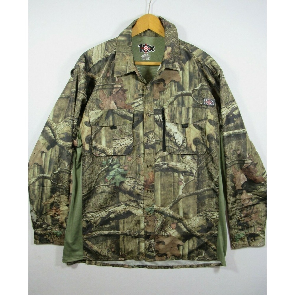 Camo Hunting Shirt Men XL Button Up Vented 10X Break-Up Infinity